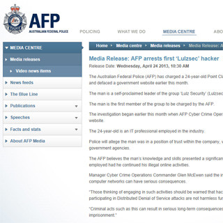豪警察がLulzSecのリーダー格を逮捕 - IT企業に勤務し機密情報にアクセスか