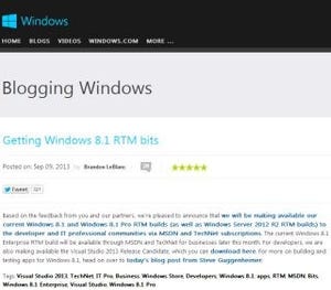 米Microsoft、Windows 8.1 RTM版をMSDNやTechNet契約者に提供開始