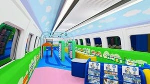 JR西日本、山陽新幹線500系に大型ジオラマ設置車両「プラレールカー」