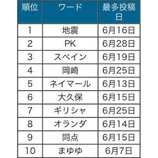 サッカーW杯の話題で盛り上がる - 6月Twitter利用動向