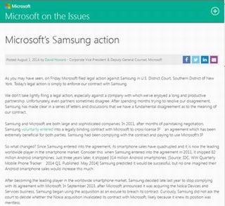 MicrosoftがSamsungを提訴 - Android特許ライセンス料不払いを主張