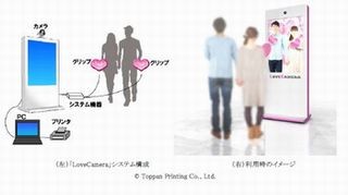 凸版、2人が触れ合った瞬間に写真撮影するデジタルサイネージ開発