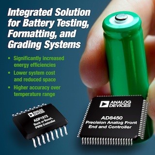 ADI、充電式バッテリの製造を最適化する集積アナログコントローラを発表