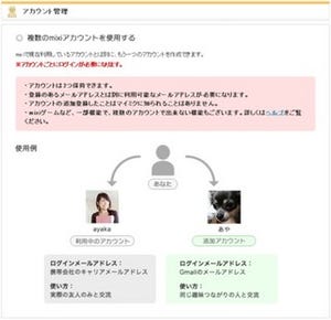 ミクシィ、目的別でアカウント使い分けを提案する「追加登録機能」を提供へ