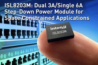 Intersil、業界最小級のデュアル3A/シングル6A降圧電源モジュールを発表