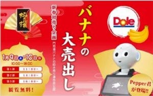 Pepperがバナナたたき売り、ドールが宮城県仙台市で