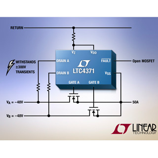 リニアテクノロジー、理想ダイオードORコントローラの新製品「LTC4371」