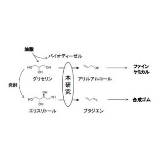 糖アルコールを炭素二重結合を含む化学原料に変換する触媒 - 東北大が開発