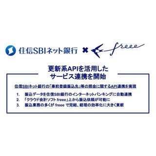 freeeと住信SBI銀行、振込依頼がfreeeから可能に - 振込データ連携