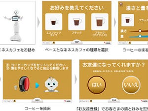 Pepperがコーヒーの好みを覚えて提供してくれる「ロボカフェ」試験導入