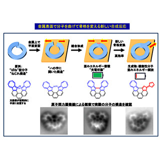 金属表面で分子を曲げて骨格を変える新しい有機合成法 - 東大など