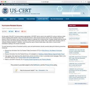 ハリケーンに便乗したスパムキャンペーンに注意 - US-CERT