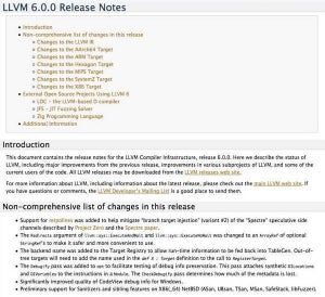 LLVM 6.0.0登場、C++14をデフォルト化