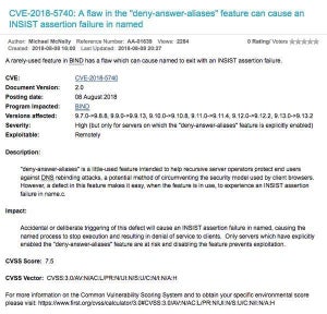 BIND 9にDoSの脆弱性、アップデートを