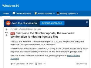 10月のWindows 10アップデート、まだファイル管理にバグか