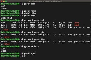 プロセスが動作しているかどうか調べるコマンド