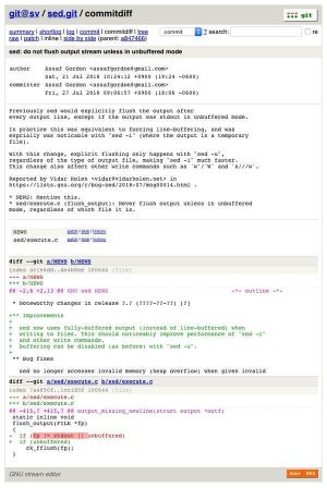 GNU sed 4.6登場、バッファフラッシュ変更でパフォーマンス向上