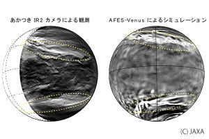 金星の雲の中に巨大な筋状構造を発見 - 金星探査機「あかつき」