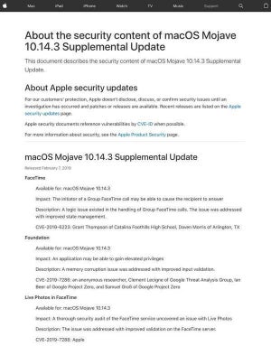 FaceTimeなどAppleの複数のプロダクトに脆弱性、アップデートを
