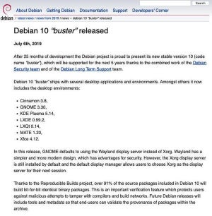 5年間サポート、Debian 10 “buster”公開
