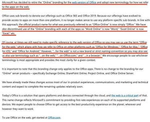 Microsoft、Web版Officeで「Online」のブランド廃止を発表