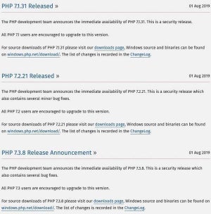 PHP、セキュリティリリース公開 - アップデートを