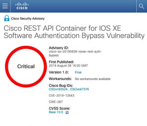 複数のシスコ製品に脆弱性、アップデートを