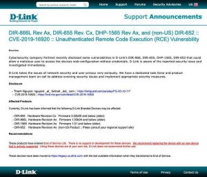 D-Linkルータにコード実行の脆弱性、アップデートはなし