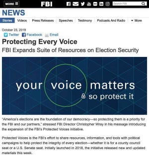 FBI、選挙狙うサイバー攻撃に対する情報戦を強化すると発表