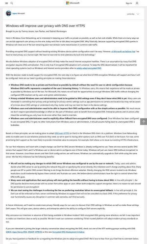 WindowsもDNS over HTTPSの採用を表明、変わり始めたDoH状況