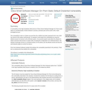 シスコシステムズの複数製品に脆弱性、深刻度が緊急の脆弱性もあり