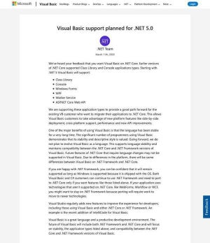 Visual Basicユーザーは要注意、.NET 5より後では使えない可能性