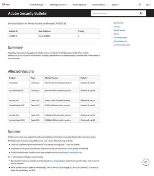Adobe AcrobatおよびReaderに緊急の脆弱性、ただちにアップデートを