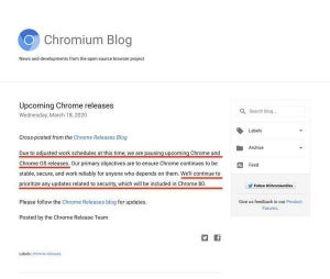 Google、Chrome 81のリリースを当面停止 - マイクロソフトも追従