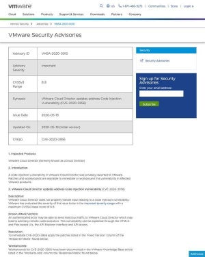 VMware Cloud Directorに重大な脆弱性、アップデートを