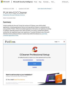 Microsoft Defenderが「CCleaner」を「望ましくないアプリ」として検出