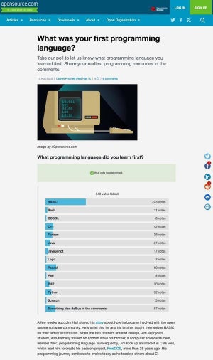 初めて勉強したプログラミング言語は？