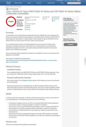 シスコの複数製品にシステム乗っ取りの危険性ある脆弱性、アップデートを
