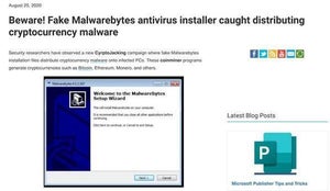 仮想通貨発掘マルウェアを配布する偽のMalwarebytesインストーラに注意