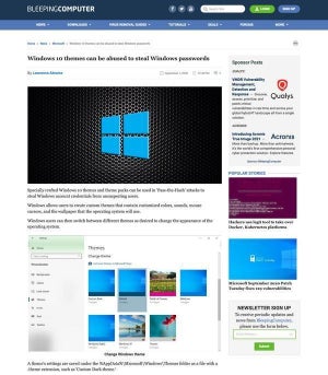 Windows 10のテーマ悪用によりパスワードが盗まれるおそれ