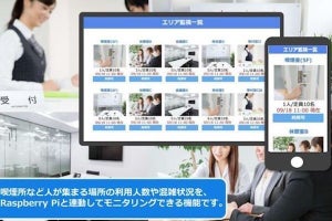 サテライトオフィス、3密対策として、特定エリアの混雑状況監視機能を提供