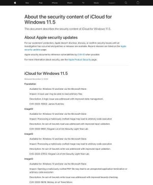 iCloud for Windowsに脆弱性、アップデートを