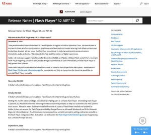 Adobe、最後のFlash Playerリリース