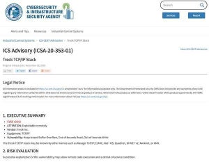 Treck TCP/IP Stackに複数の重大な脆弱性、CISAがアドバイザリを公開