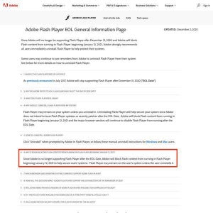 Adobe Flashの読み込みブロック開始、アンインストールを