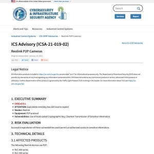 Reolinkのネットワーク IP カメラに映像アクセスにつながる脆弱性、アップデートを