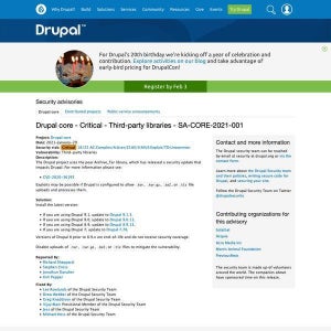 Drupalに緊急の脆弱性、直ちにアップデートを