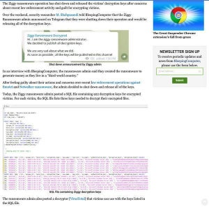 Ziggyランサムウェアが復号鍵を解放、最近の逮捕受け変化か