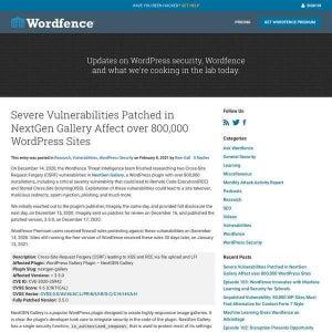 WordPressの人気プラグインに緊急の脆弱性、80万サイトが影響
