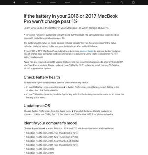 Apple、MacBookのバッテリーが1%以上充電されない時の対処法公開